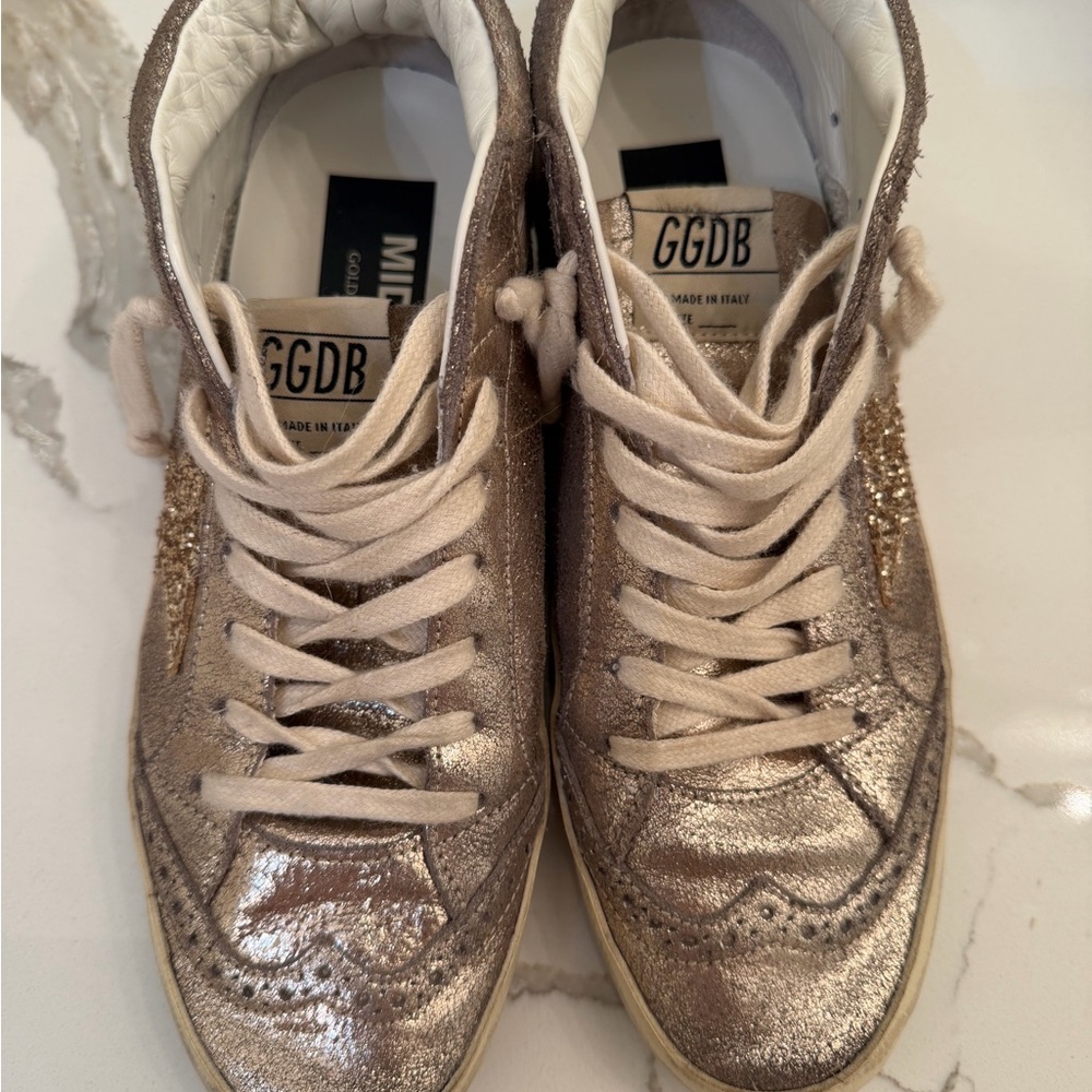 Golden Goose Metallic High-Top Sneakers - Picture 3 of 9